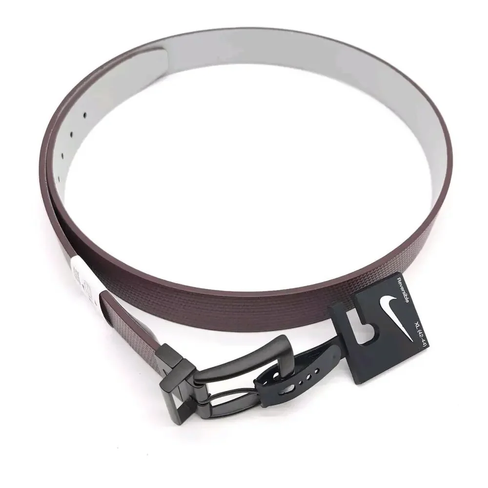 Nike (Mens XL 42-44) Carbon Fiber Matte Reversible Golf Belt Maroon‎ Gray New
